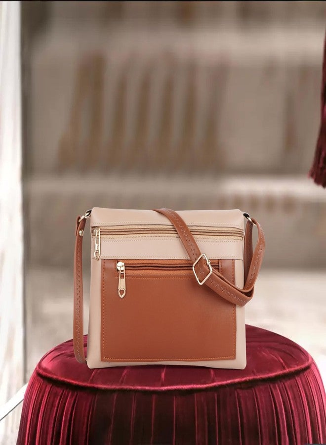 Daniel Clark حقيبة كتف أنيقة متعددة الجيوب من دانيال كلارك للنساء | حقيبة جانبية للسفر | حقيبة صغيرة | حقيبة مراسلة بحزام قابل للتعديل (بيج، 23 × 17.7 × 5 سم) - Image 2